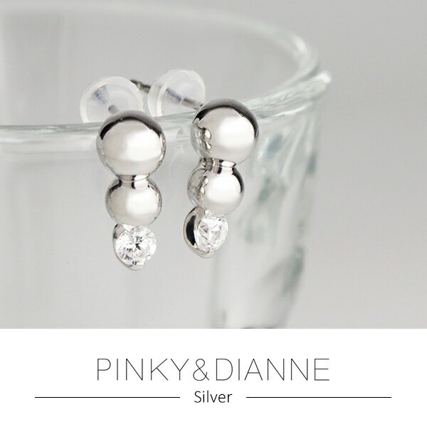 Pinky & Diane Gradient Ball CZ Stud Earrings Pair, Silver 950