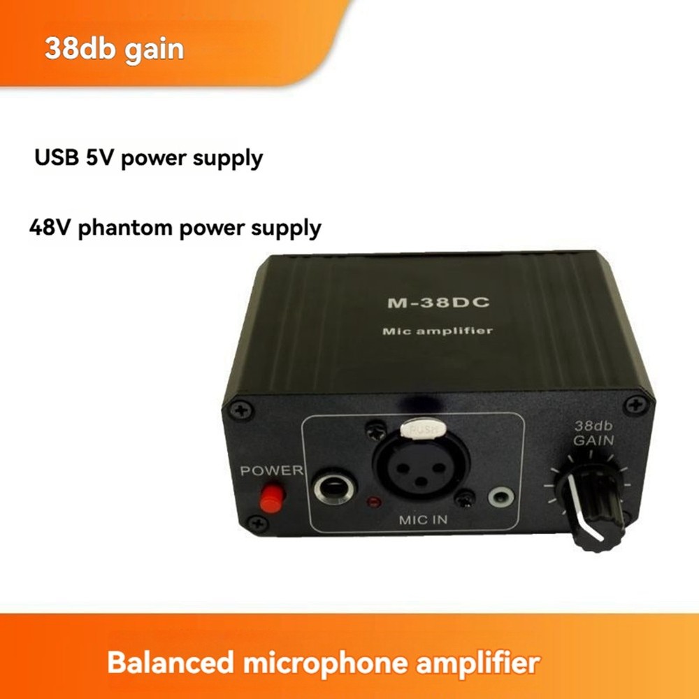 Protable Microphone Preamp High Gain 48V Phantom XLR Output Mic4734