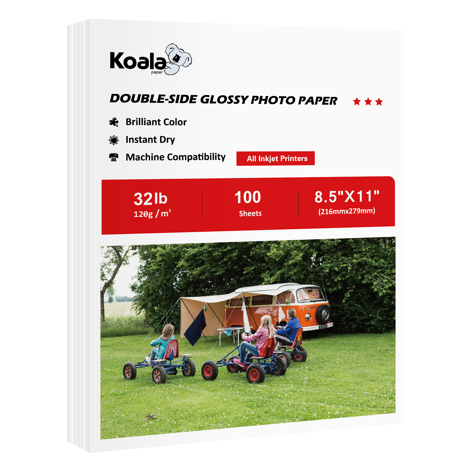Lot Koala Double Sided Glossy Photo Printer Paper 32LB 8.5x11 8.5x14 11x17 120g