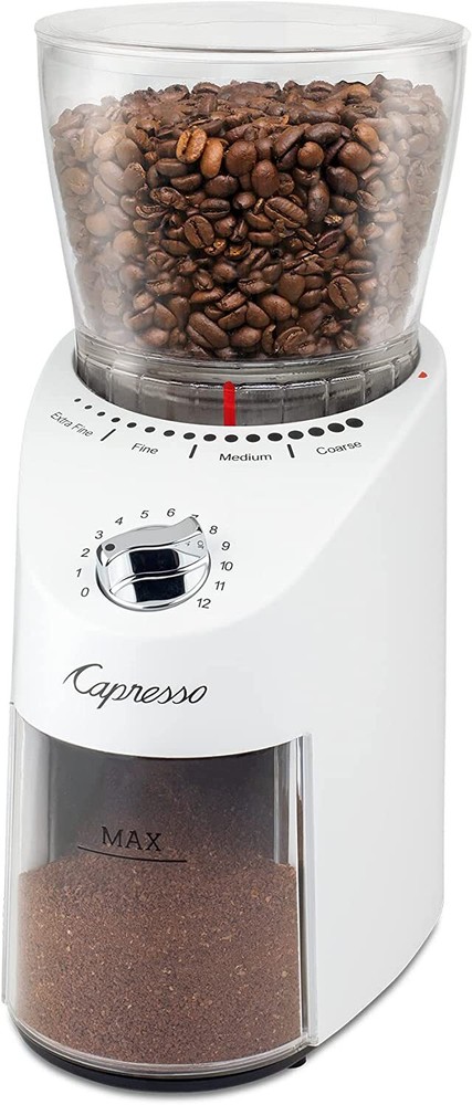 Capresso Infinity Plus Conical Burr Coffee Grinder - White