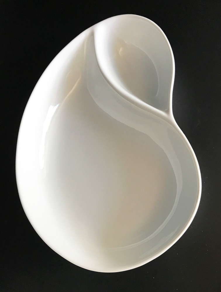 White Divided Serving Dish Crate & Barrel -- VTG and Groovy