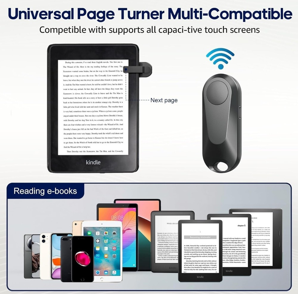 Remote Control Page Turner Compatible w/ Kindle Reading Kobo eReaders Wireless