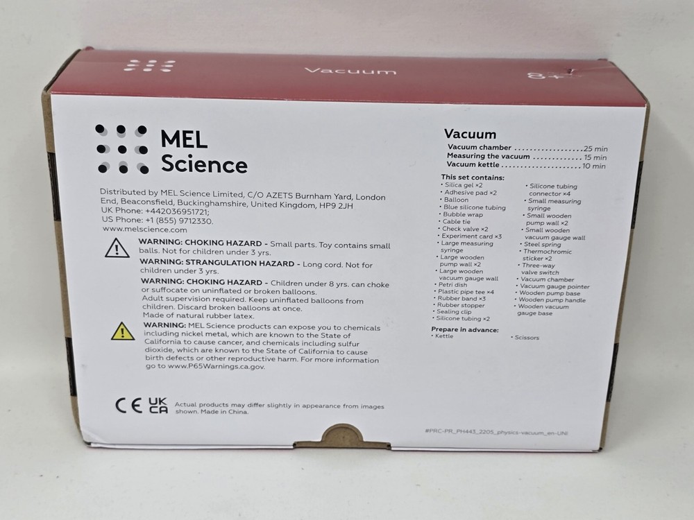 Mel Physics "Vacuum" Set - Vacuum Chamber Science Experiment Kit - Open Box