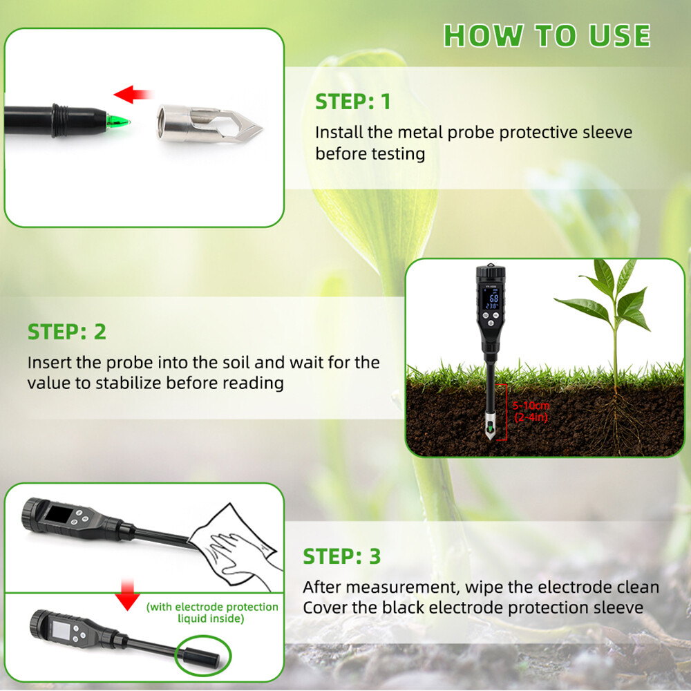 Smart Soil PH Meter 0.0-14.0pH Bluetooth Soil Data Logger Temp Acidity Analyzer