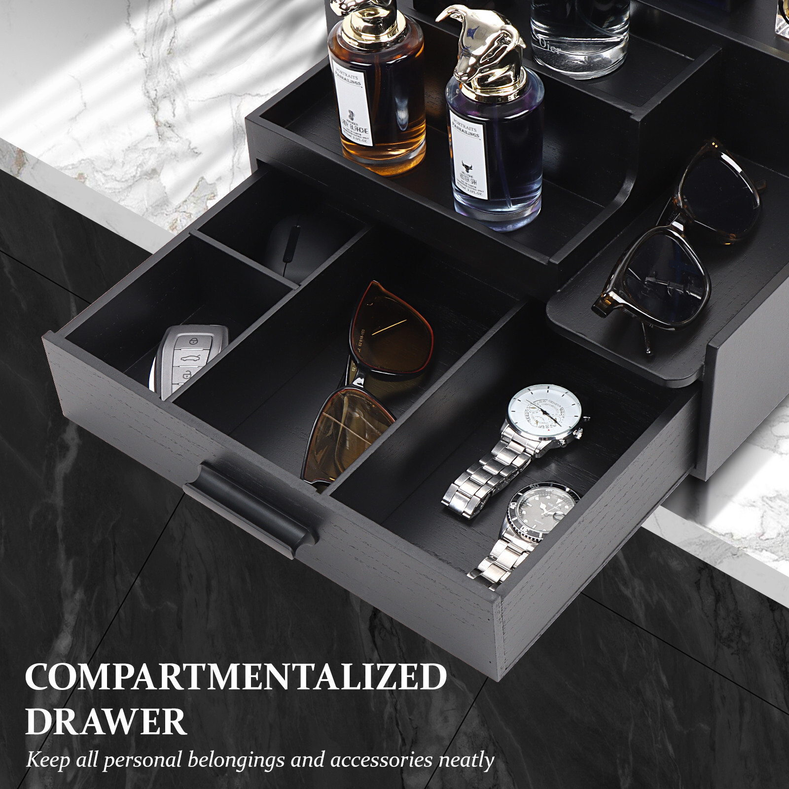 Cologne Organizer for Men 3 Tier Perfume Display Stand Cologne Shelf w/ Drawer