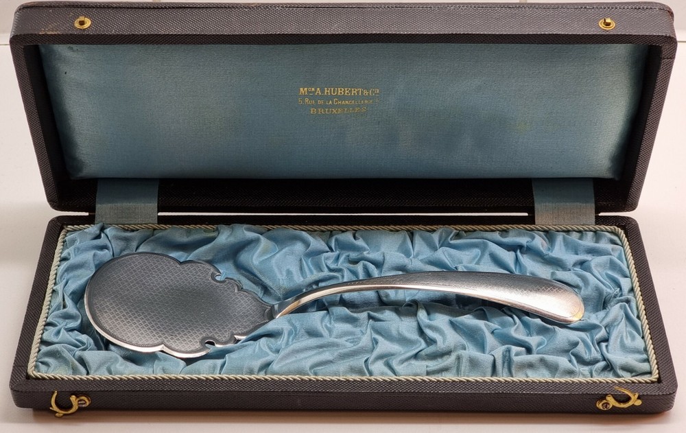 Antique Silver Cake Server Spoon by Van Kempen for Hubert Brussels. Superb Boxed