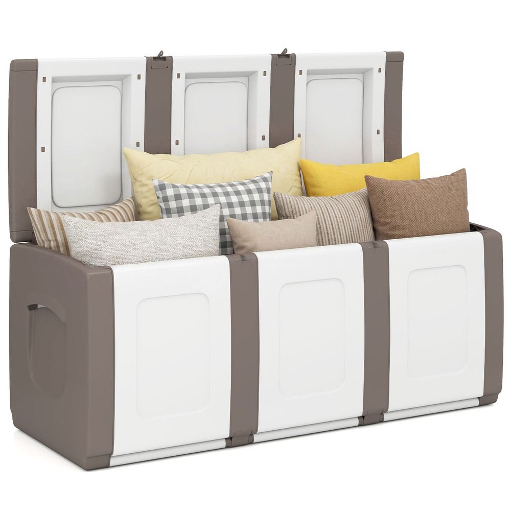 Deck Box,Patio Container with Lockable Lid, Weatherproof Plastic Storage Bin