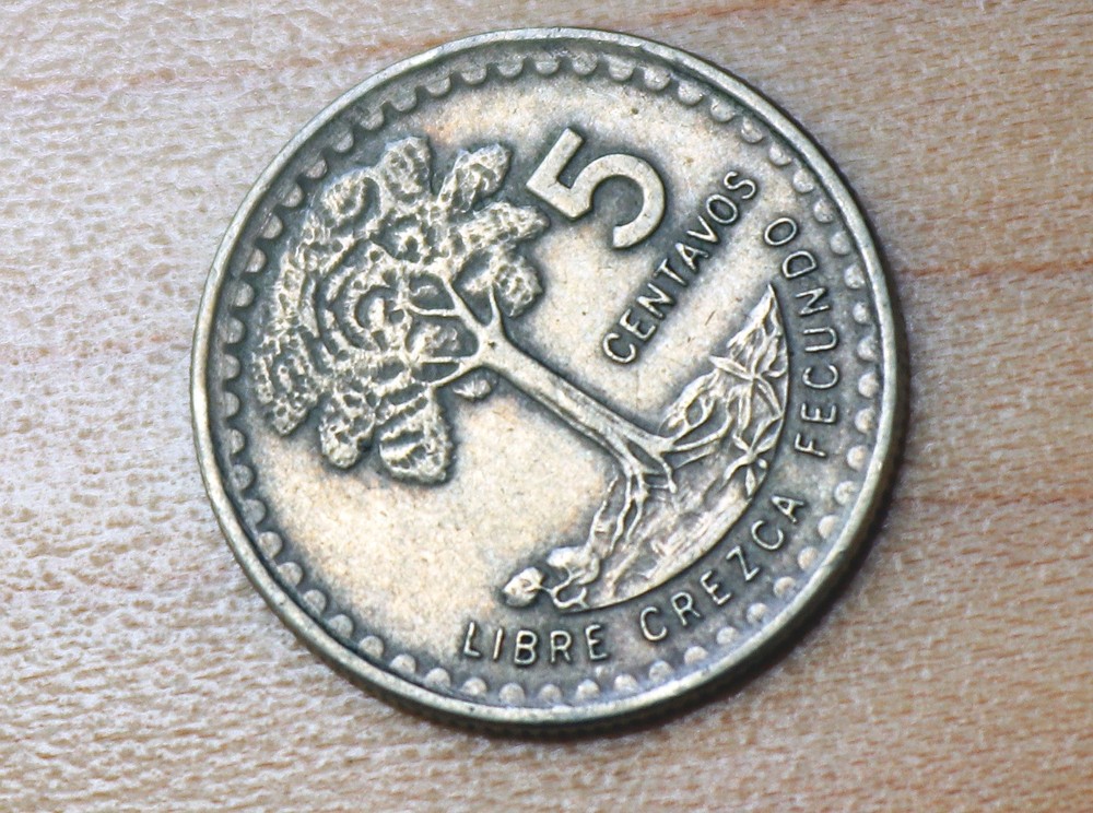 1971 Guatemala 5 Centavos Kapok Tree