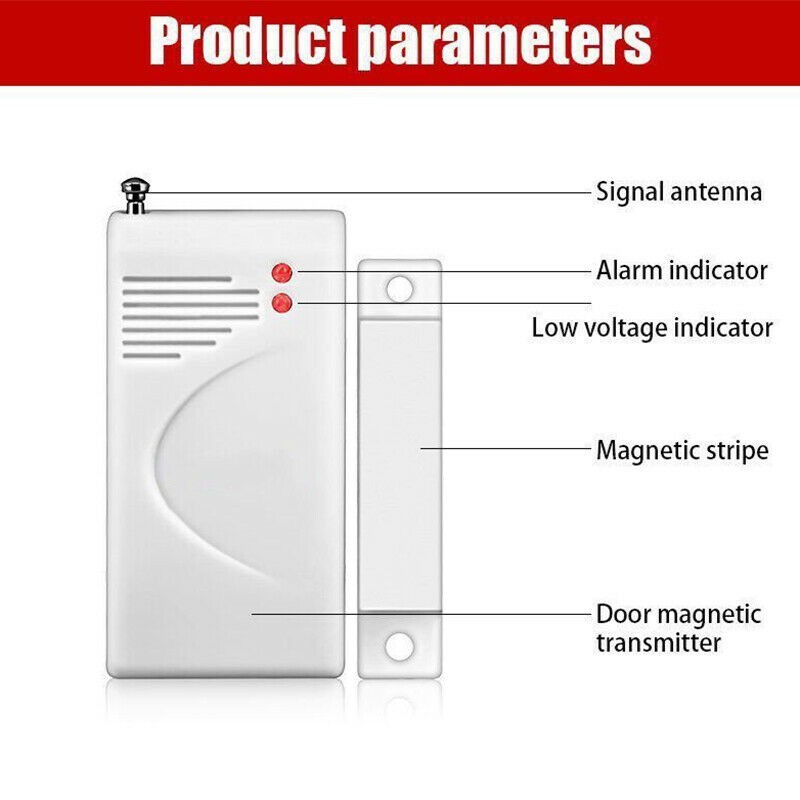 12v Wireless Door Window Alarm Panel Magnetic Contact Sensor 433MHz Code 1527