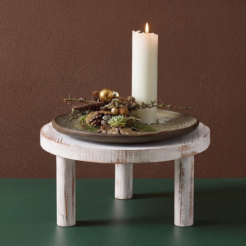Elsjoy Set of 3 Wooden Cake Stand Round Dessert Display Riser, Stackable Cupcake