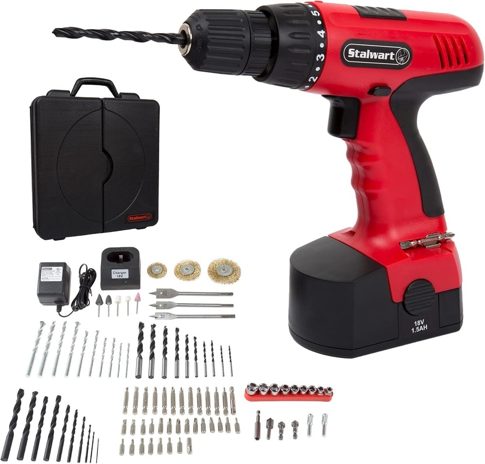 18V Cordless Drill Set - 89-Piece Kit with Rechargeable Battery & Assorted Bits