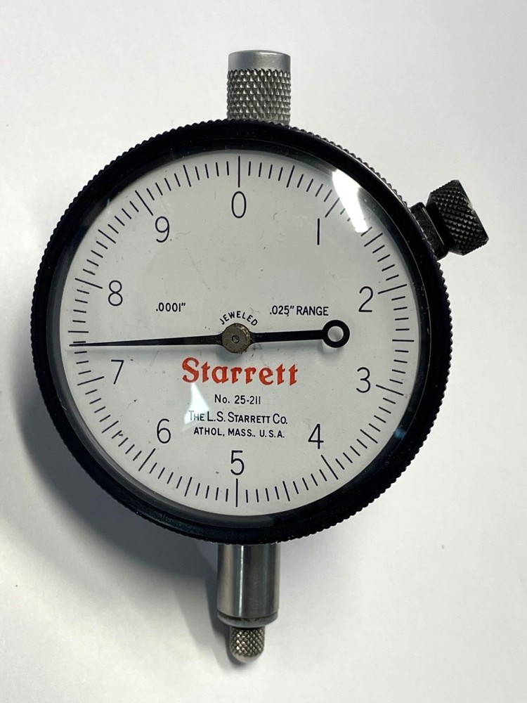 Starrett 25-211J Group 2 Dial Indicator, 0-.025" Range, .0001" Graduation