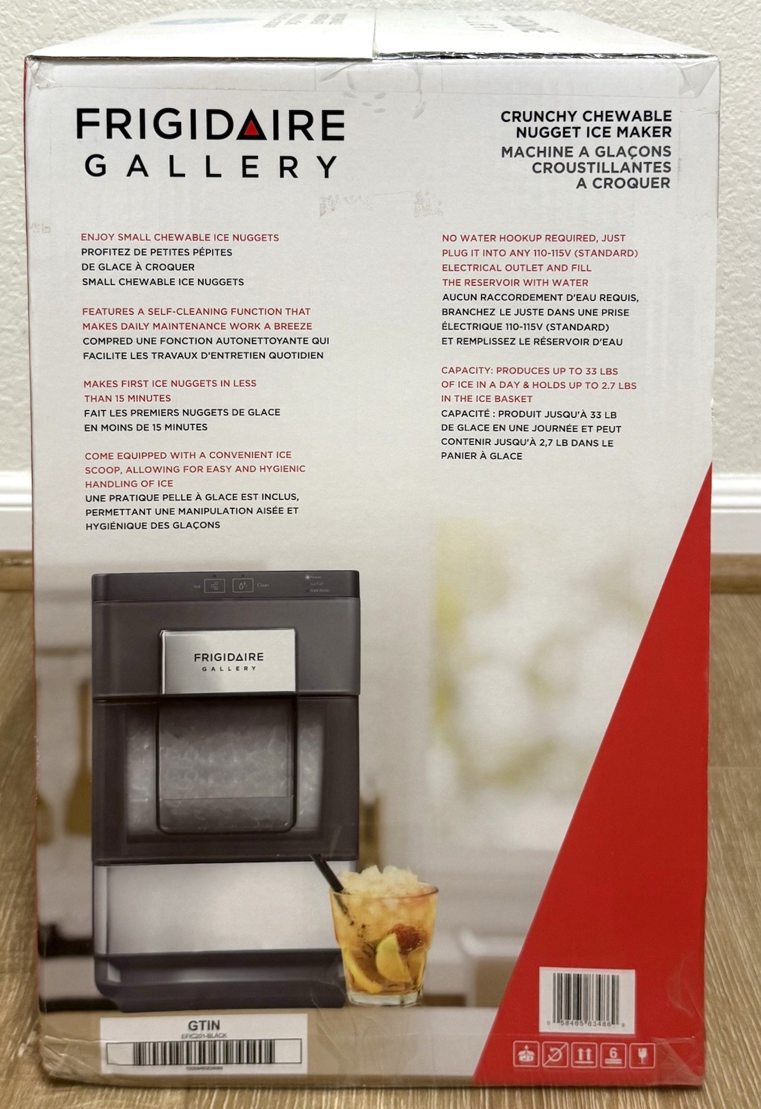 FRIGIDAIRE GALLERY 33 Lb Countertop Nugget Ice Maker EFIC201-Black Touch Control