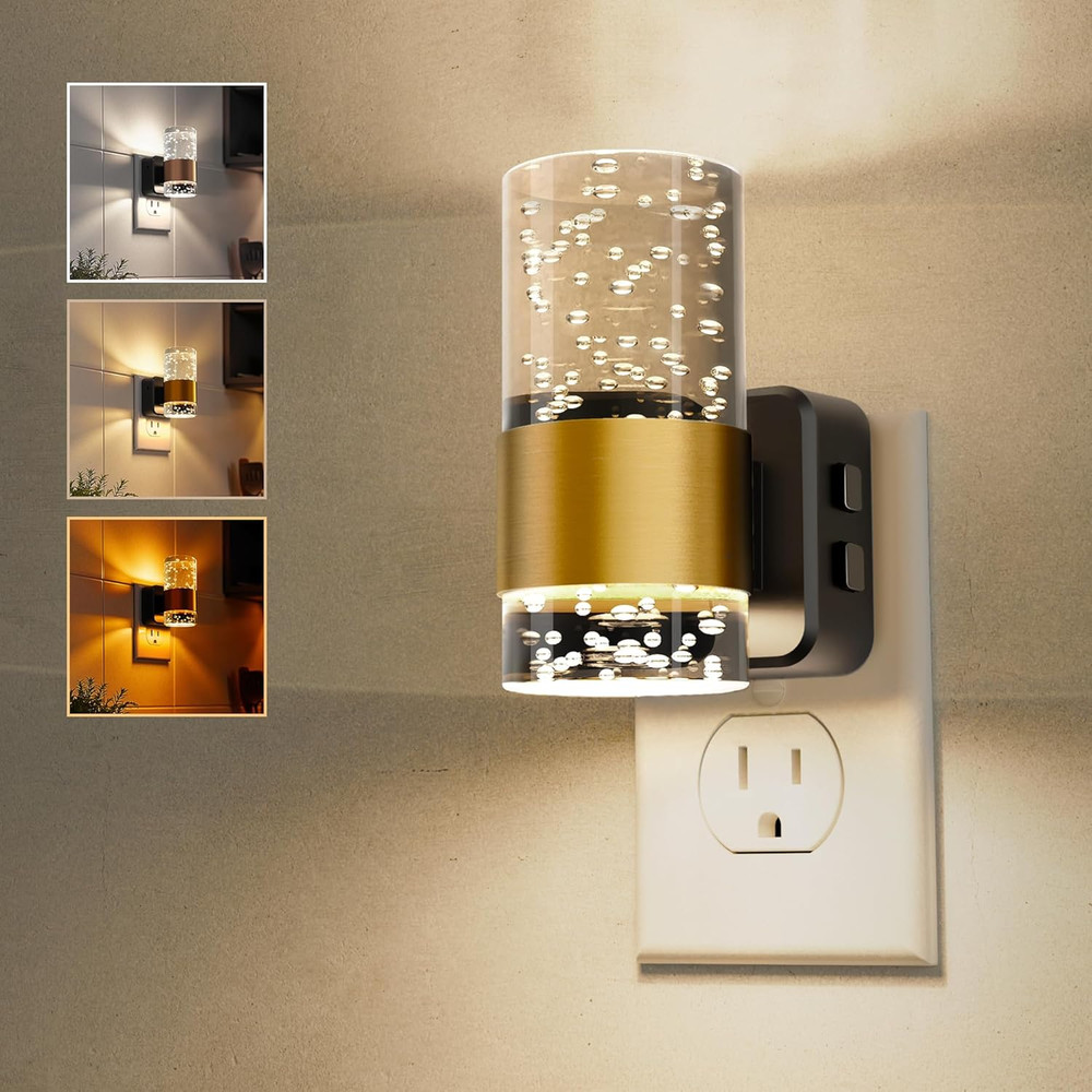 Night Lights Plug into Wall, Dimmable Night Light with Dusk-To-Dawn Light Sensor