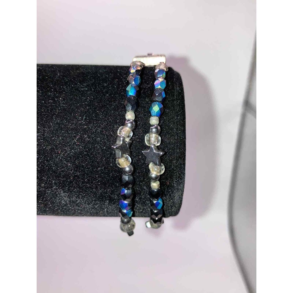 Double-Layer Translucent Colored Beads and Stars Bracelet!