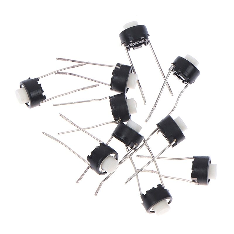 10pcs 6x6x5 2 Pin PCB Momentary Tactile Tact Push Button DIP Micro Switch White