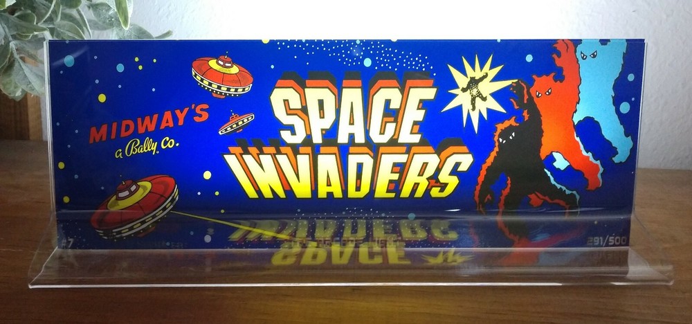 SPACE INVADERS Backlit 4" x 11" Marquee w/ The Arcade Light Display