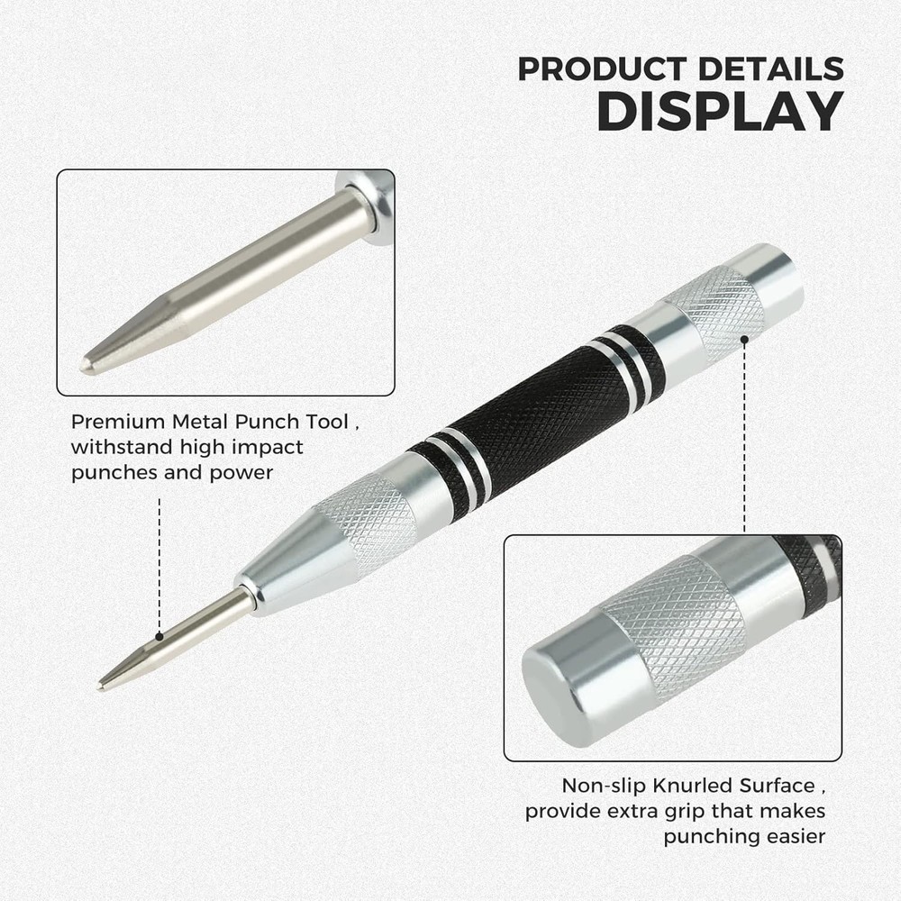 3pcs Automatic Center Punch Adjustable Spring-Loaded Metal Drill Tool Hole Punch