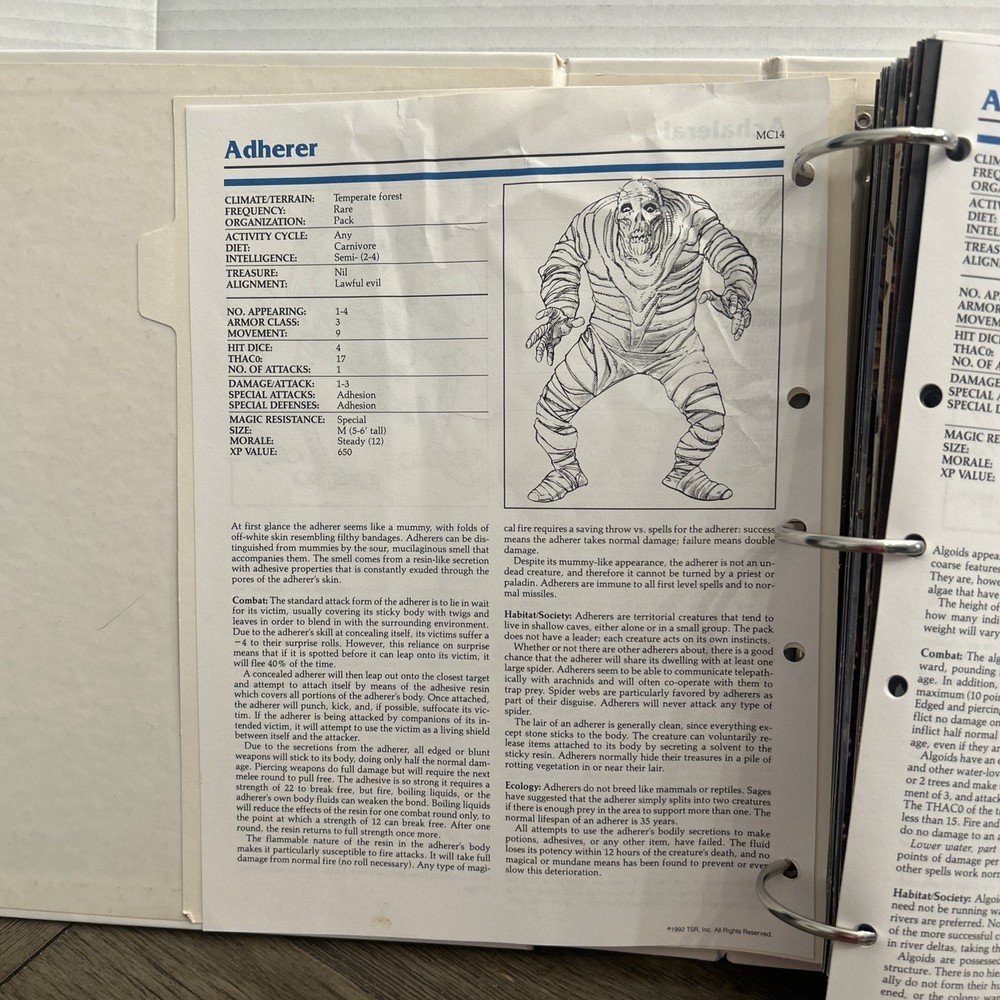 Monstrous Compendium Volume Two - AD&D 3-Ring Binder MC2