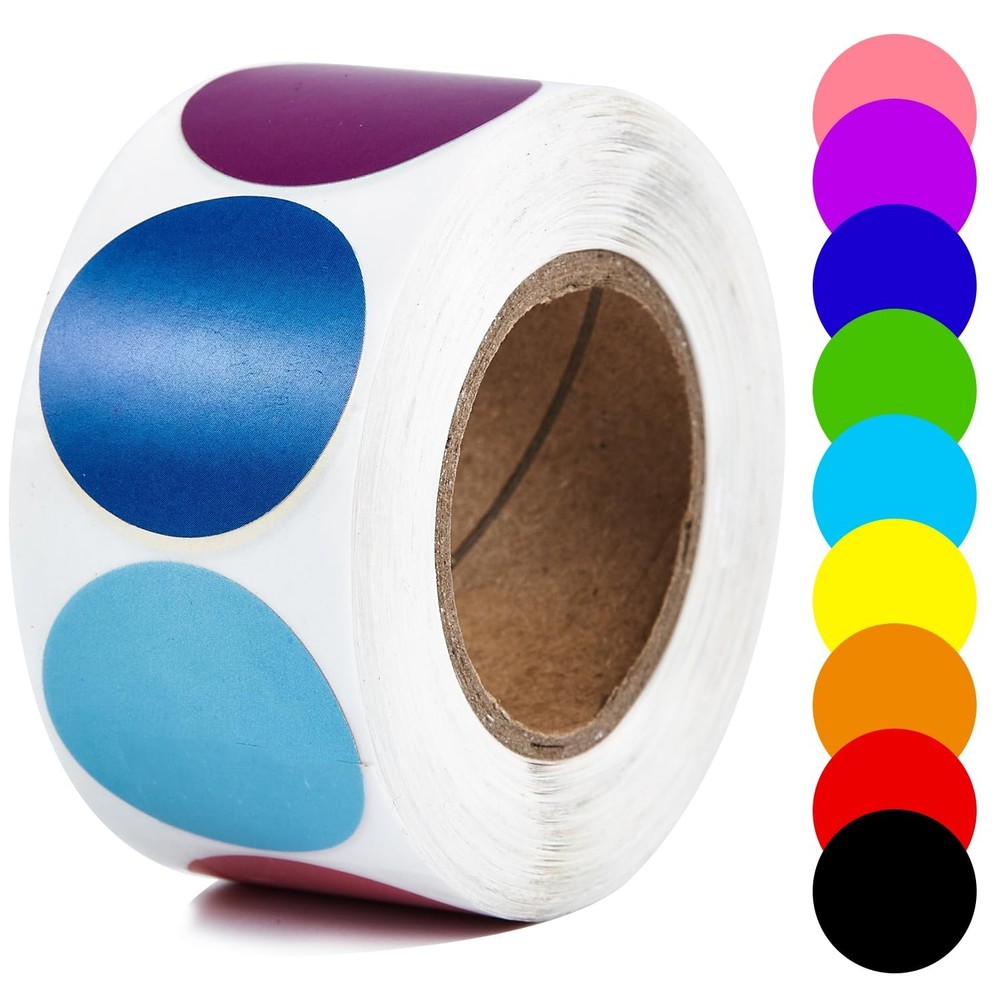 1 Inch Dot Stickers Color Circle Round Coding Labels, Blank Color Sticky Dots...