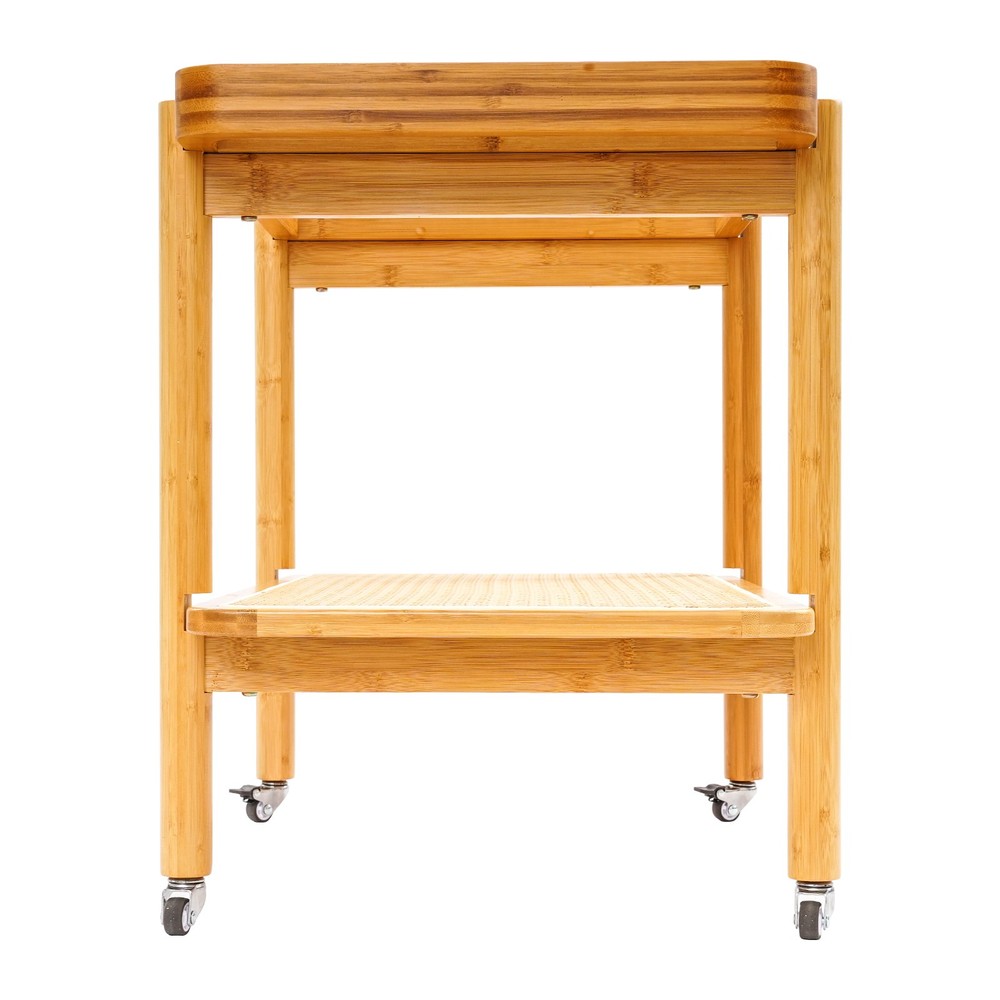 Bamboo Table Portable Sofa Side Table Coffee Table With Wheels Modern Storage