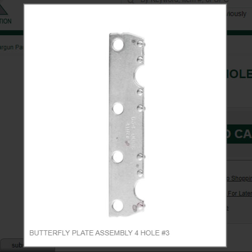BUTTERFLY PLATE ASSEMBLY 4 HOLE #3 # 634-0008