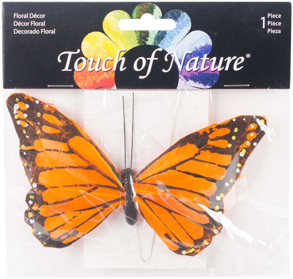 Butterfly W/Wire 6" Orange Monarch