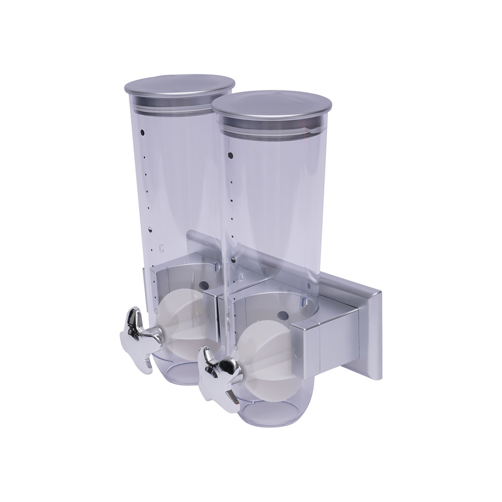 2 Pack 3L Wall Mounted Cereal Dispenser Dry Food Candy Storage Container Silver