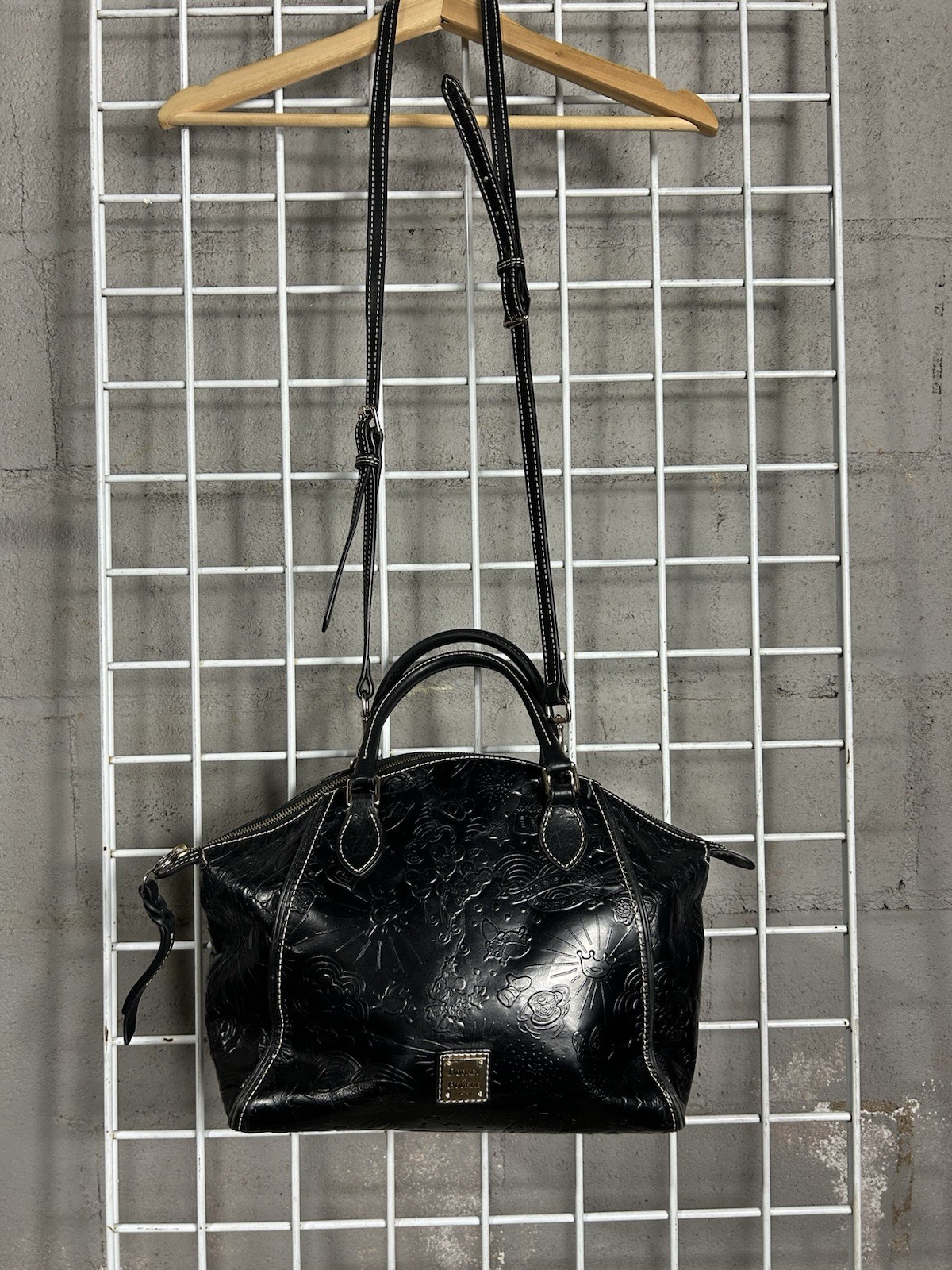 Dooney & Bourke Embossed Leather Disney Sketch Satchel Mickey Mouse Bag Purse