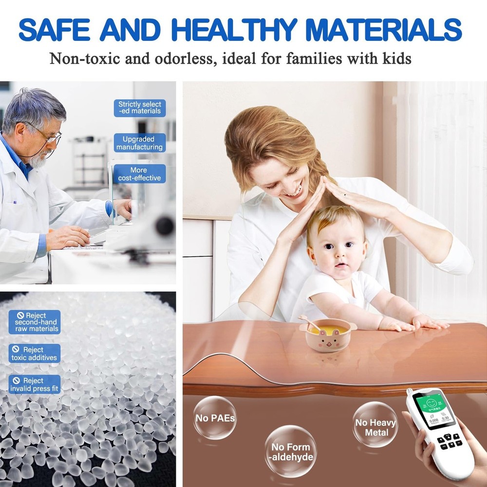 Upgraded Clear Table Protector Plastic Table Cloths Office Desk Protector Mat...