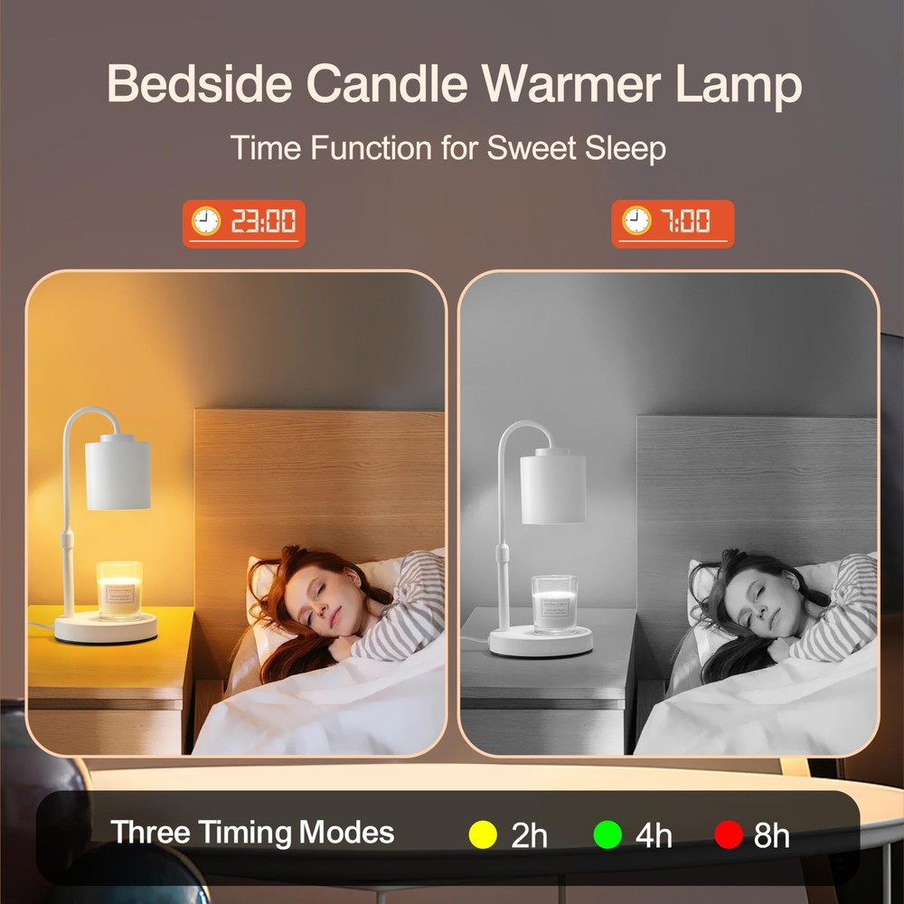 Candle Warmer Lamp with Timer & Dimmer, Height Adjustable Electric Wax Melt W...