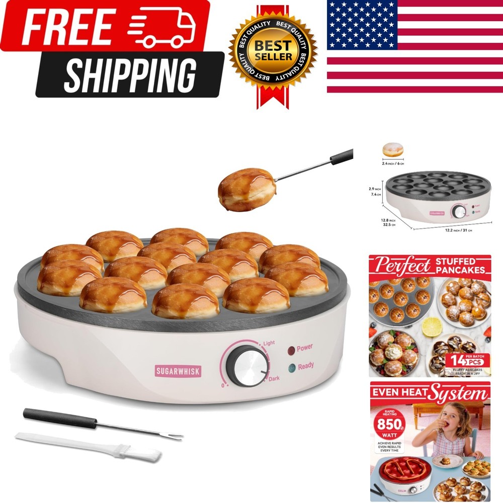 Mini Pancakes Maker Machine with 14 Larger & Deeper Grooves, Electric Mini Pa...