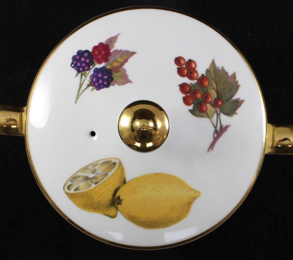 Royal Worcester Evesham Gold 40 Ounce Marmite with Lid