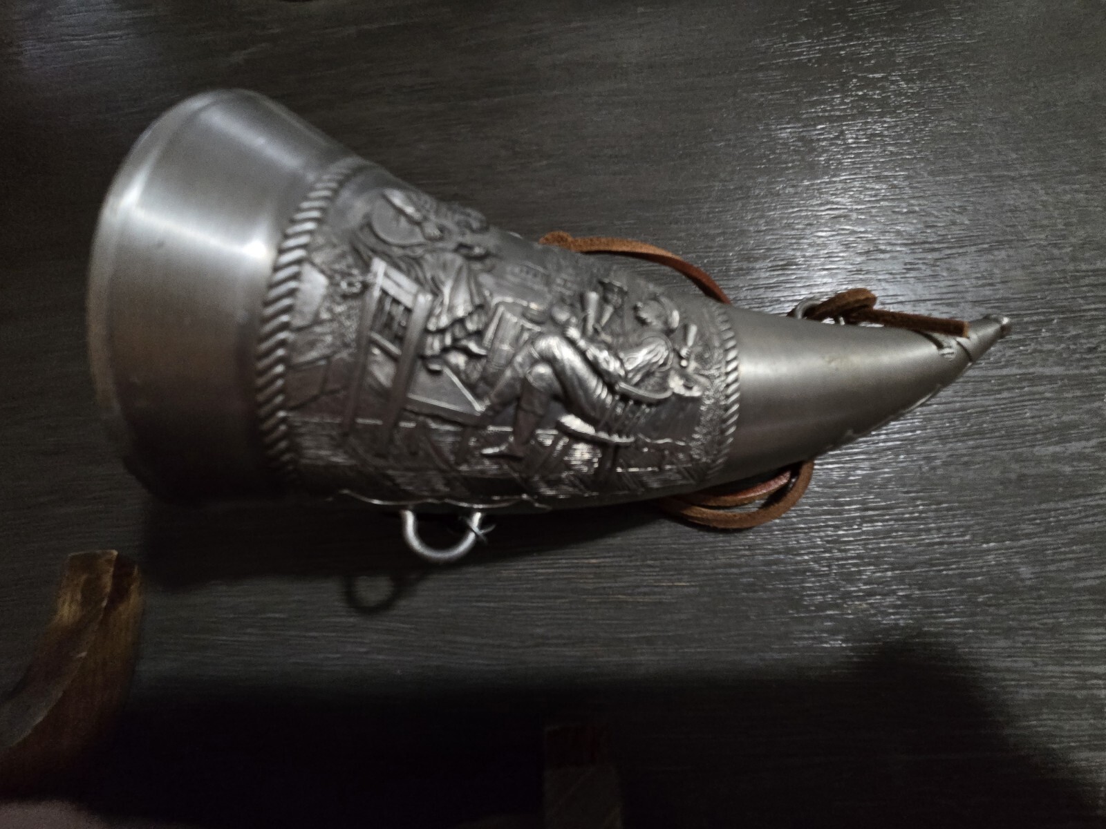 Zinn Beer Brewers Drinking Horn and Stand