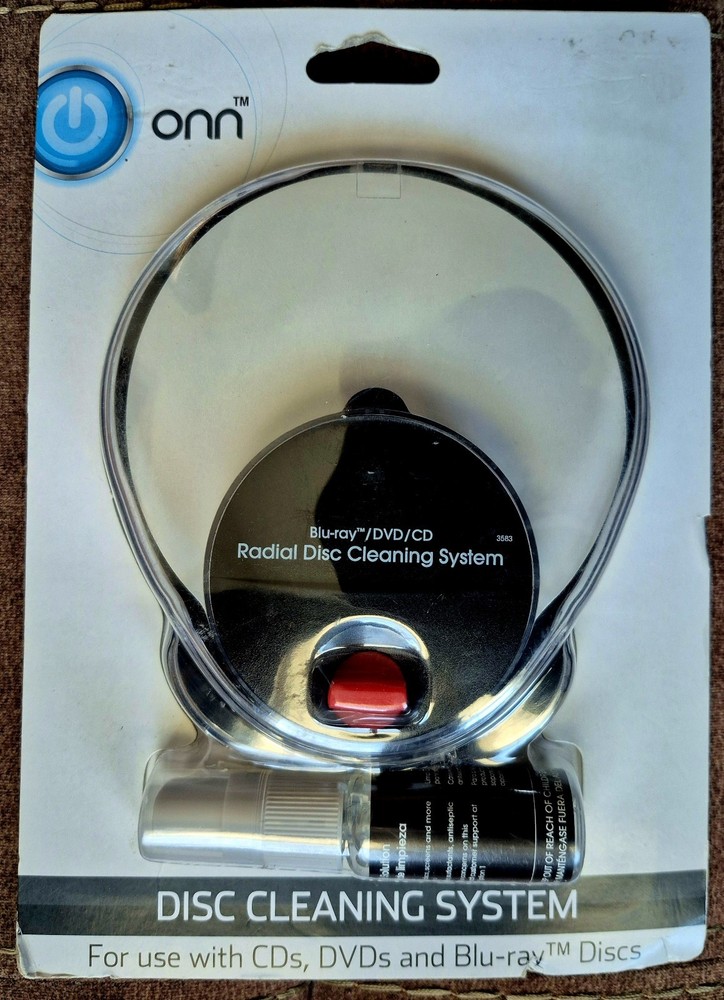 ONN Radial Blu-ray/CD/DVD Disc Cleaning System Kit New Sealed Package