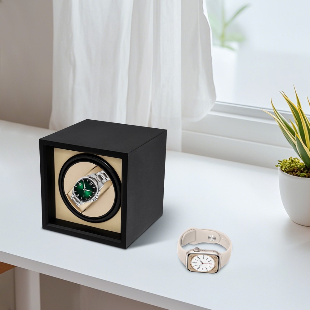 Automatic Watch Winder Box Storage Case Self Winding Display Box Black, Beige