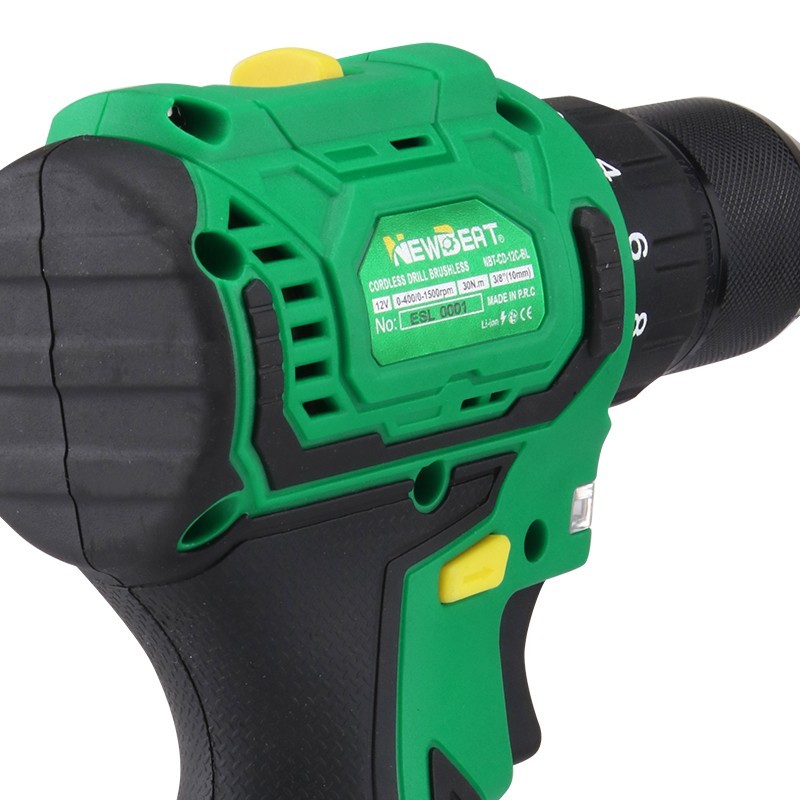 12V Brushless Driver Drill Kit 2 Batteries 35N.m Torque Compact Rubber Grip