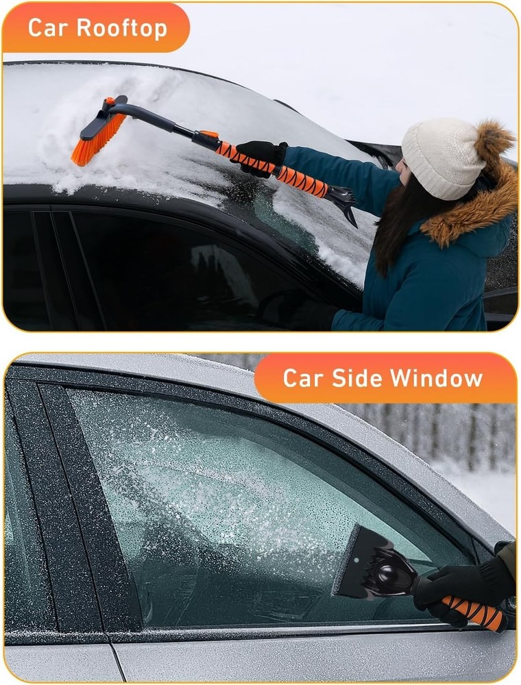 Durable 36" Extendable Snow Brush with Soft Bristles - Scratch-Free Winter Care