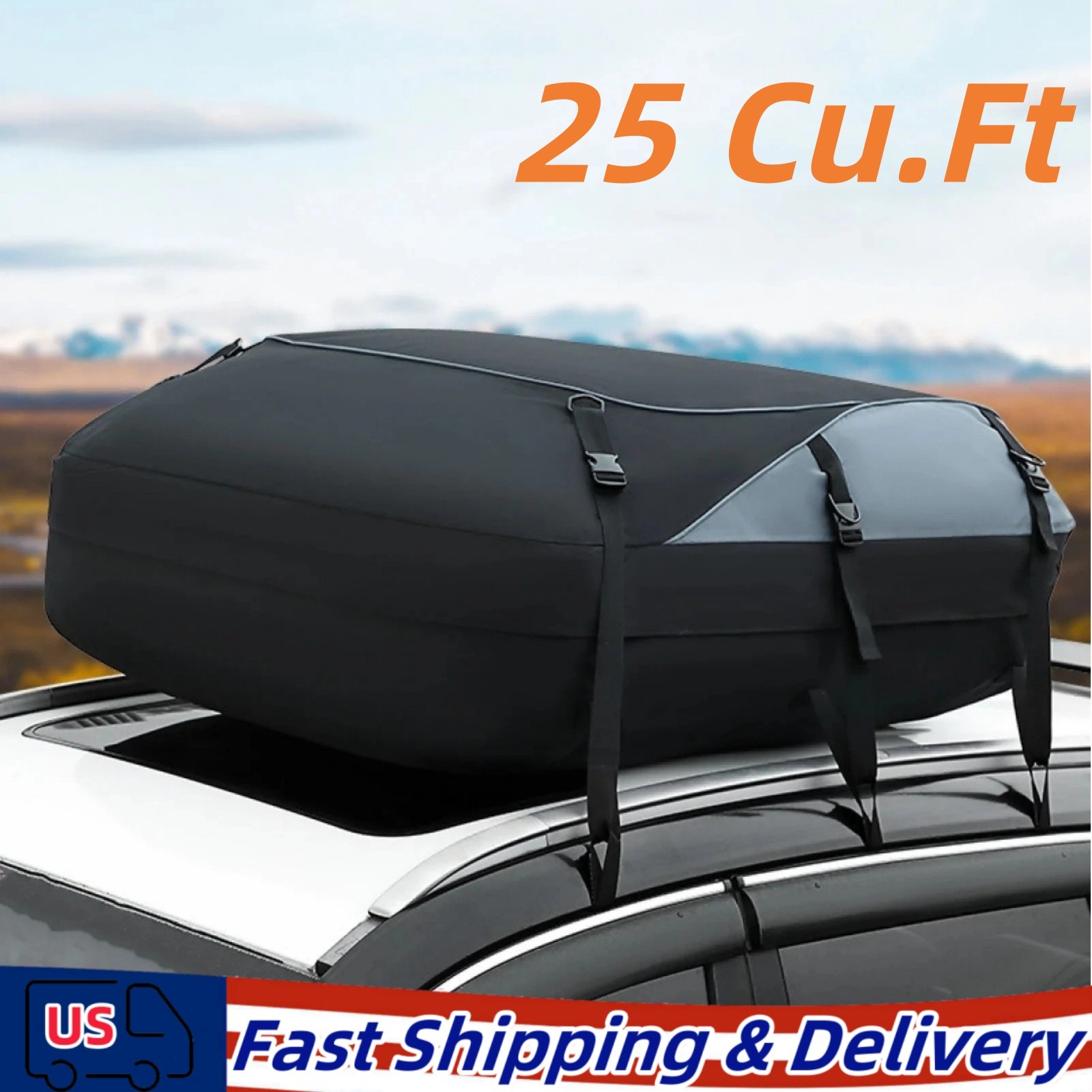 25 Cubic Car Roof Top Rack Cargo Carrier Bag Luggage Storage Waterproof For SUV