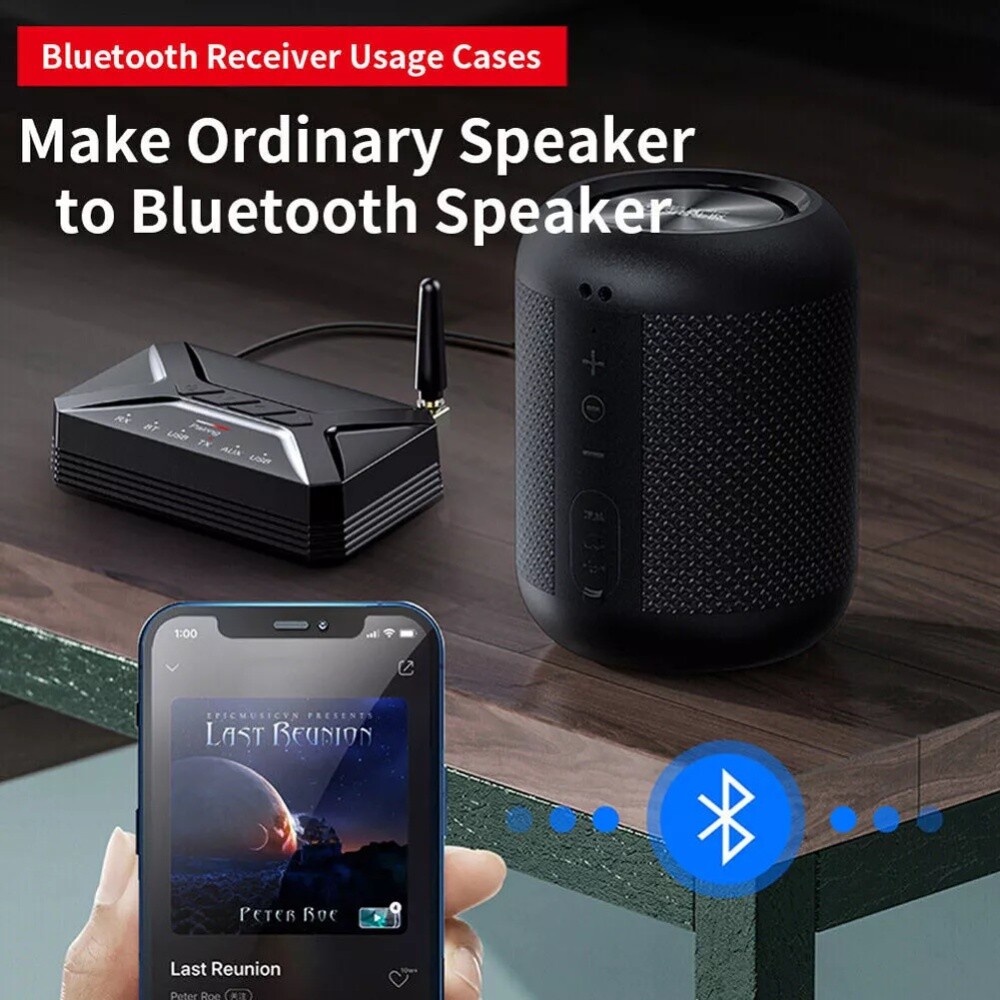 Bluetooth Transmitter Receiver Adapter Long Range For TV Home Car Stereo Audio