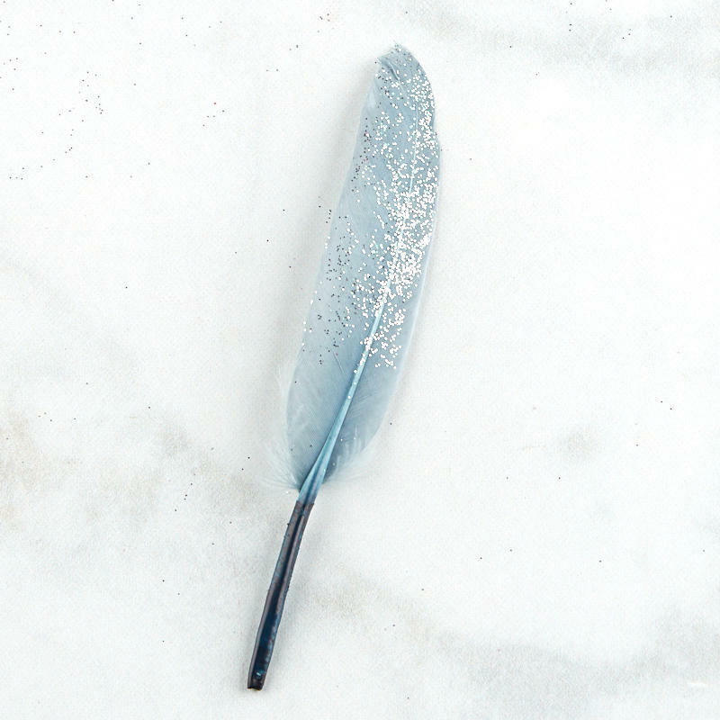Factory Direct Craft Glitter Accented Silver Feather Stems | 36 Sprays