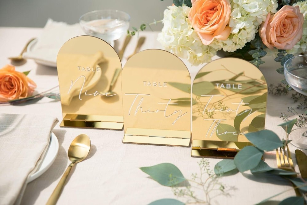 Daphie&mae Gold Table Numbers Acrylic Mirrored Wedding Table Numbers For Wedding
