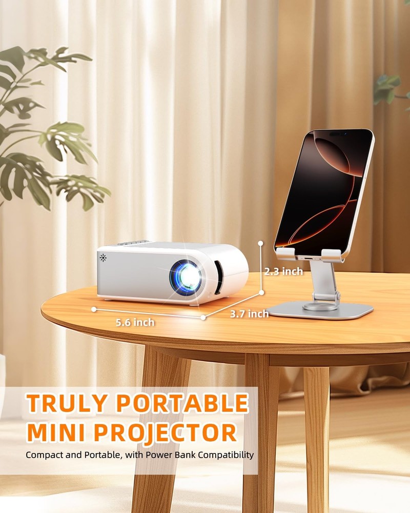 Miniproyector con WiFi y Bluetooth compatible con iOS/Android/PC/TV Stick/HDMI