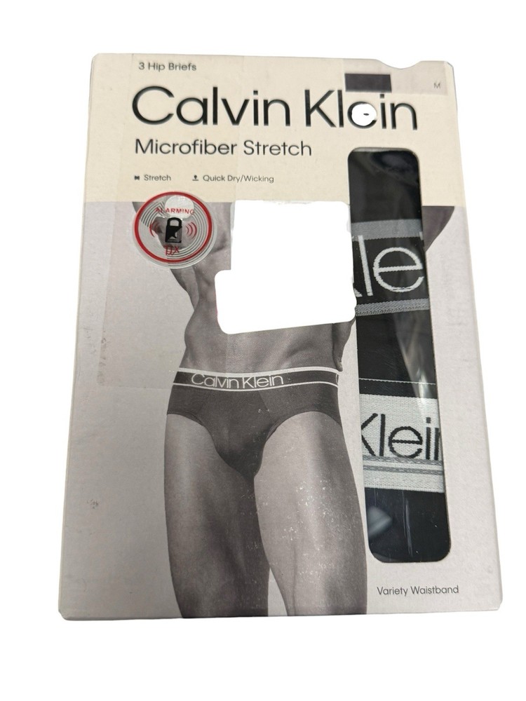 Calvin Klein Microfiber Stretch Hip Briefs 3 Pack Men Size Medium 32-34 NWT $48