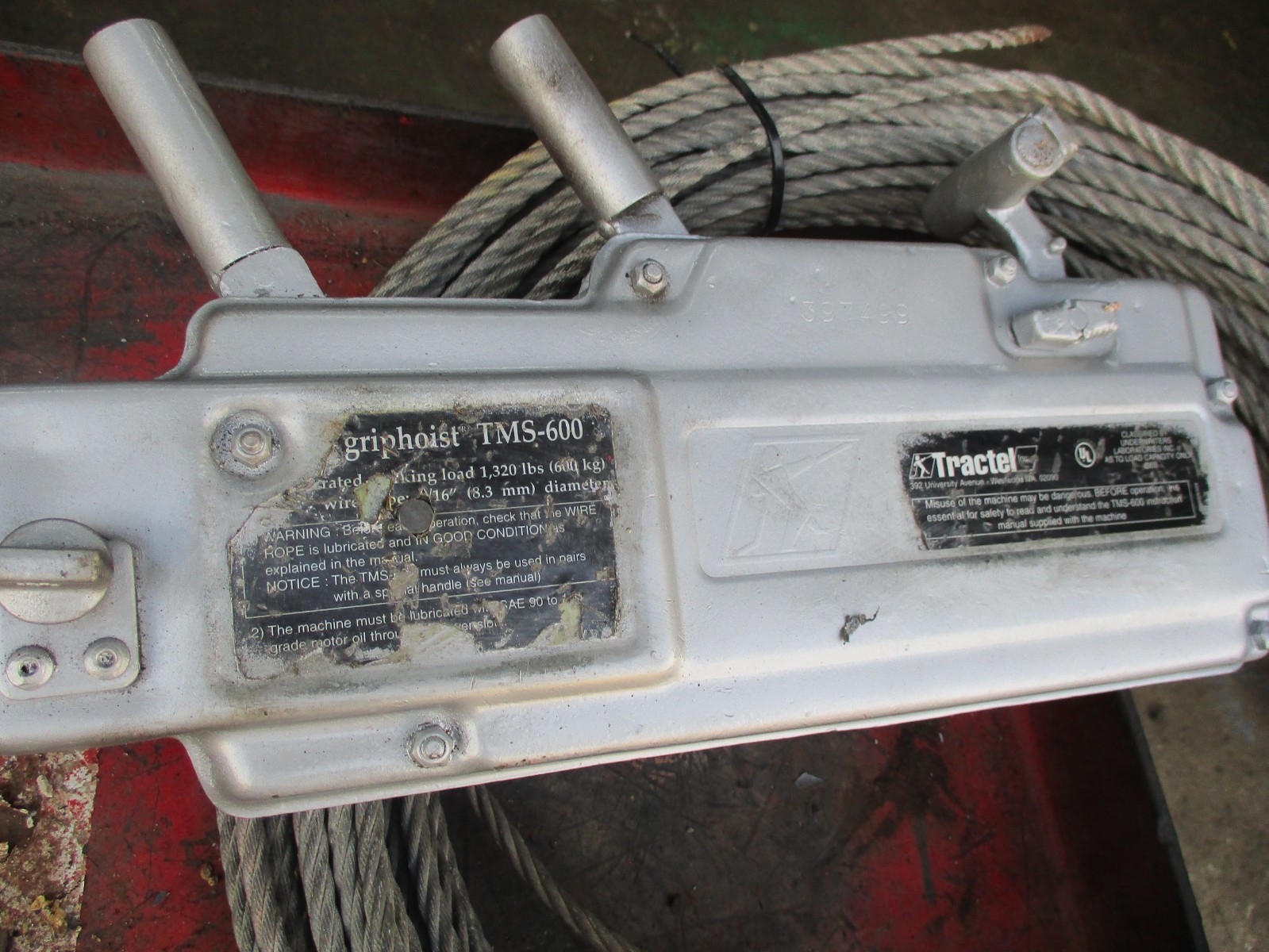 TRACTEL TMS-600 GRIPHOIST w/ 100ft CABLE