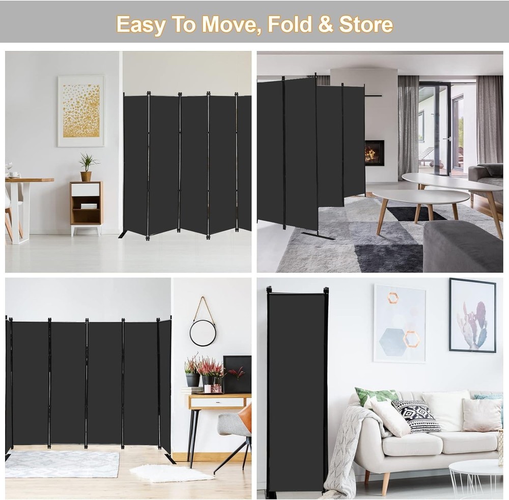 Room Divider Panel Screen 6 Panel Folding Privacy Screen Portable Partition Wall