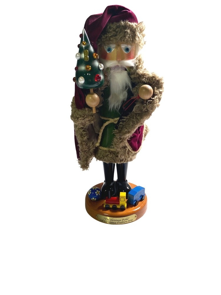 Steinbach Christmas Pickle Nutcracker Santa Holding Tree 17.5"