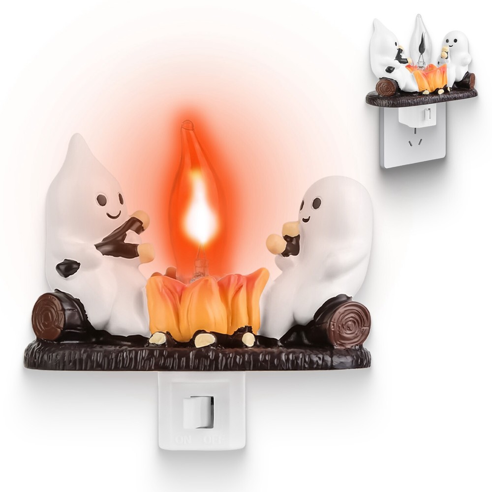 2PACK Ghost Flickering Night Light LED Flame Nightlight Halloween Decoration