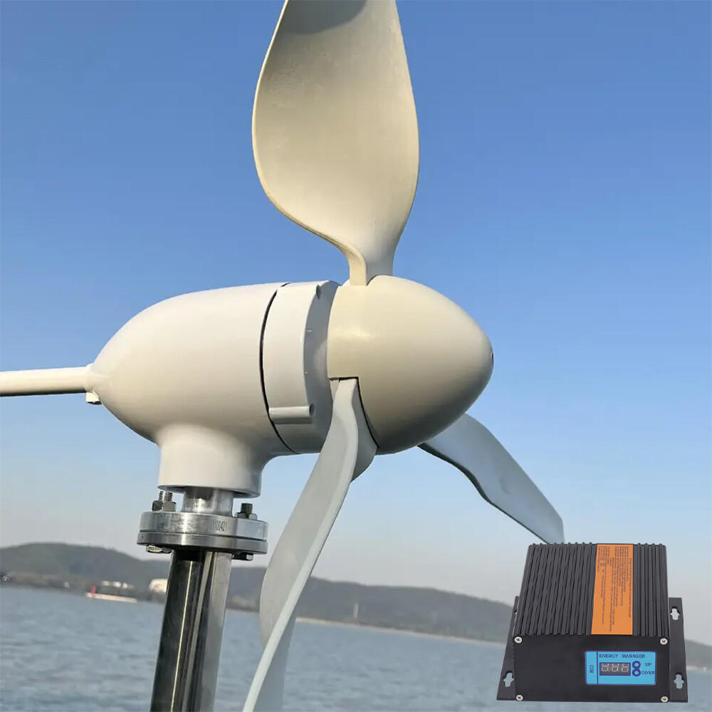 1000W 12V24V48V Wind Turbine Wind Power Generator Windmill & LCD MPPT Controller