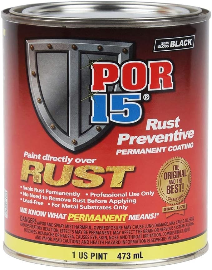 POR-15 Rust Preventive Coating 16 oz Semi-Gloss Black Anti-Rust